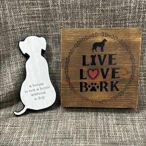Dog Decorative Signs Dog Shape Solid Wood Live Love Bark Sign is Hollow